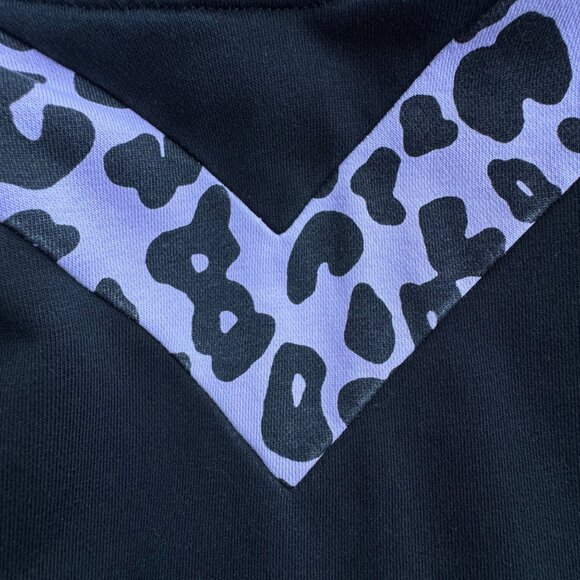 ROCKETS OF AWESOME Sweatshirt Hoodie Dress Girls 7 Black Purple Leopard - Picture 4 of 7